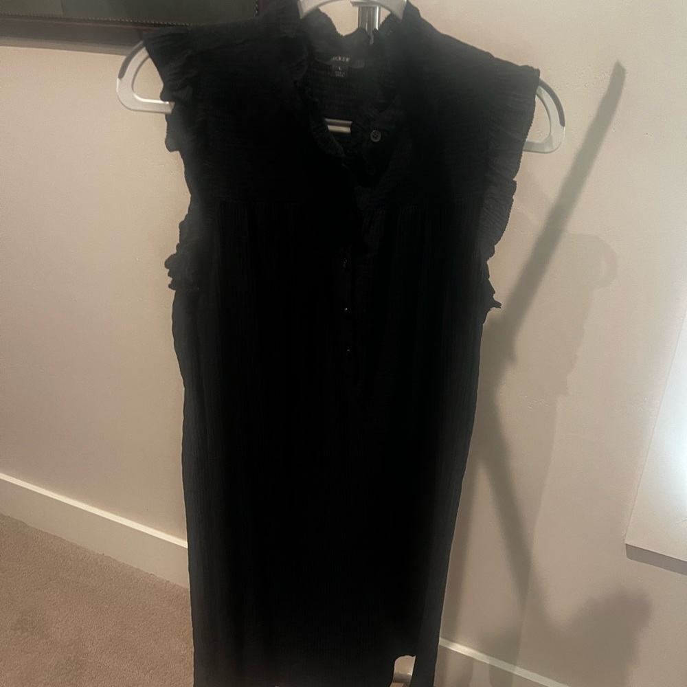 J. Crew Black Ruffle Detail Dress